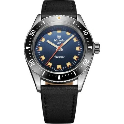 Nivada Grenchen Aquamar Blue - Black Leather