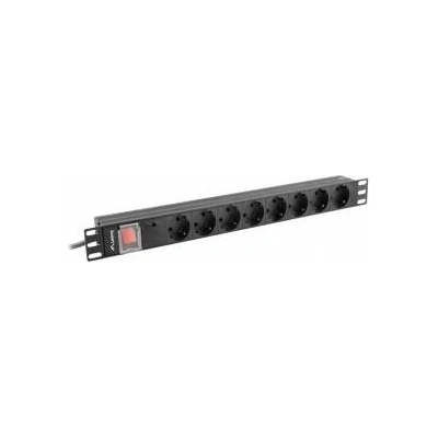 Lanberg Удължител Lanberg, 8 гнезда, С ключ, 230 V, 2 м, Черен, Червен