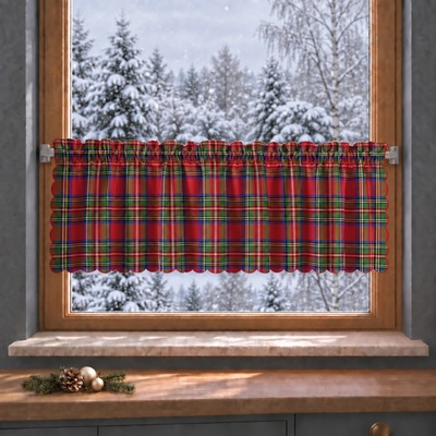 Dekorační krátká vánoční vitrážová záclona do kuchyně SCOTTY 40x100 cm MyBestHome