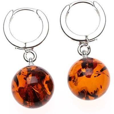 Reblan strieborné náušnice s jantárom PLANET AMBER RENU164