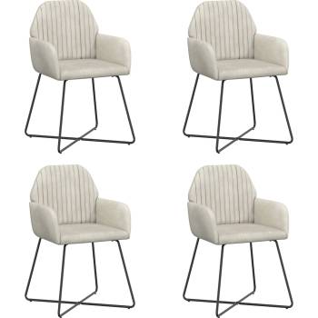 vidaXL Обедени столове 4 pcs Кадифе Кремаво 55 x 50 x 84 см (3428379)