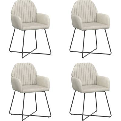 vidaXL Обедени столове 4 pcs Кадифе Кремаво 55 x 50 x 84 см (3428379)