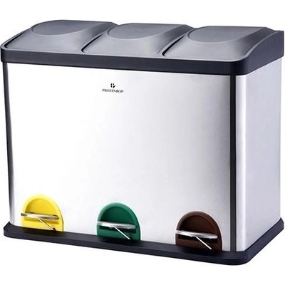 Bergner PT-9338 Koš odpadkový pedálový na tříděný odpad 45 l nerez