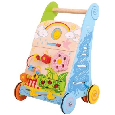 Bigjigs Toys - Дървен уокър - Проходилка с активности 6 в 1 - Цвете (BB113)