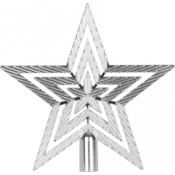MagicHome OzdobaVianoce 1 ks 19,5 cm hviezda strieborná na vianočný stromček