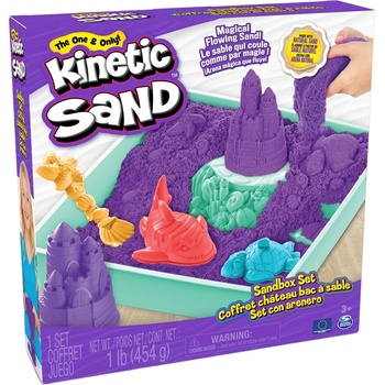 Spin Master Игрален комплект Kinetic Sand - Пясъчник с аксесоари и лилав кинетичен пясък (6067477)