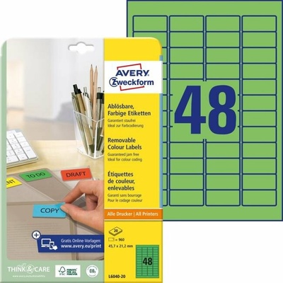 avery zweckform Etikety Avery odnímateľné 45,7x21,2 mm, zelené
