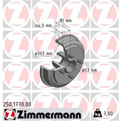Brzdový buben ZIMMERMANN 250.1770.00 (250177000)