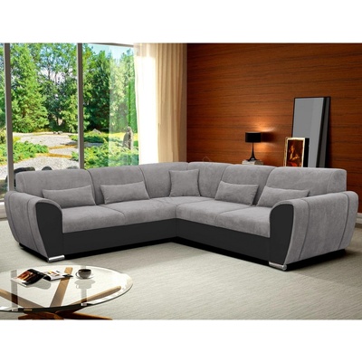 Filex Разтегателен ъглов диван viseu l-образен, ляв, с вместителна ракла, сив/черен (ff0042)