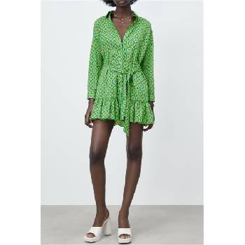 Madmext Дамска риза-рокля с десен - Зелена #329635 (329635_Зелен)
