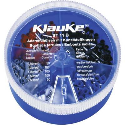 Klauke ST11B sada dutiniek 0.5 mm², 0.75 mm², 1 mm², 1.5 mm², 2.5 mm² čiastočne izolované biela, sivá, červená, čierna,