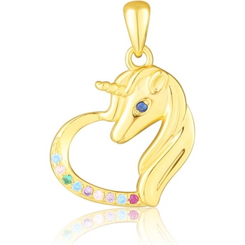 JVD Pozlátený strieborný prívesok so zirkónmi jednorožec SVLP0882SH2GB00