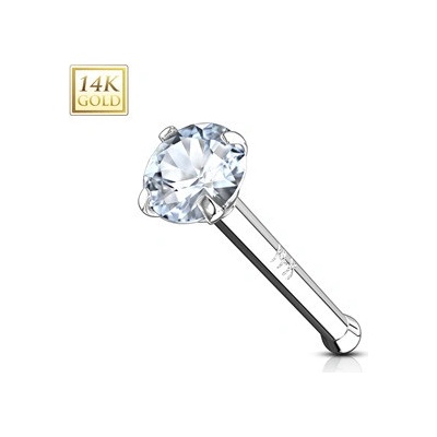 Šperky4U Zlatý piercing do nosu čirý zirkon ZL01126C-WG