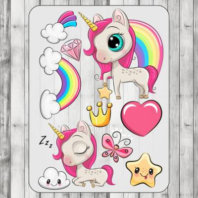 DTF nažehľovačka DTF transfer/Nažehľovačka Unicorn Nálepka - výška: A5