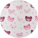 Vitaus Детски килим подходящ за пране розово и цвят слонова кост ø120 cm Cute Teddies Pink - Vitaus (KRN-KID-2133-Circle-120x120)