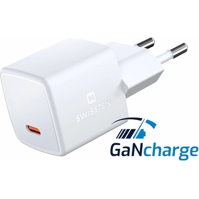 Nabíječka cestovní SWISSTEN GaN USB-C (PD), 33W, bílá | Zboží Auto