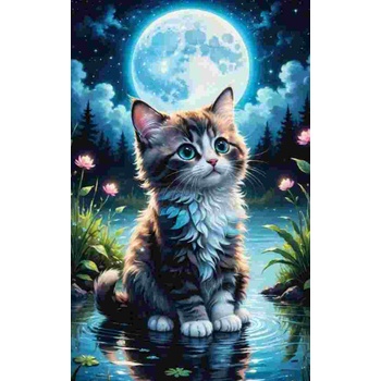 Norimpex - Puzzle Diamant painting: Cat by the pond 30x40cm - 1 - 39 piese