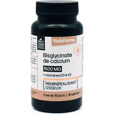 Nat&Form Калций (бисглицинат) + Витамини D3 , K2 90 капсули | Nat&Form (026994 (NUTR_CAK))