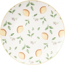 Clayre & Eef Biely porcelánový dezertný tanierik s citrónmi Lemons & Leafs 20cm