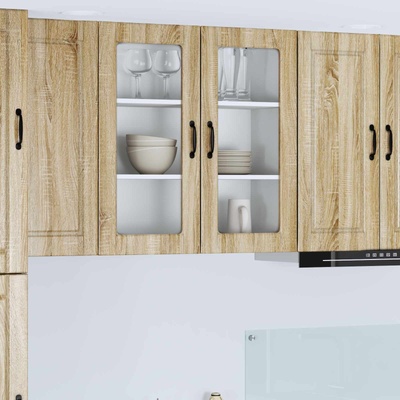 vidaXL Стенен стъклен шкаф PORTO Сонома дъб 80 x 31 x 80 см (885417)