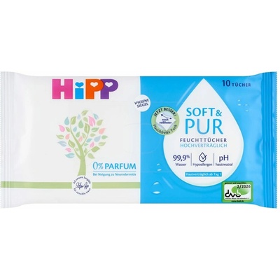 Hipp Babysanft Čistící vlhčené ubrousky Soft&Pur 10 ks