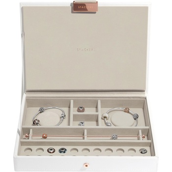 Stackers Кутия за талисмани Stackers класическа с капаче бяло и розово злато (74917)