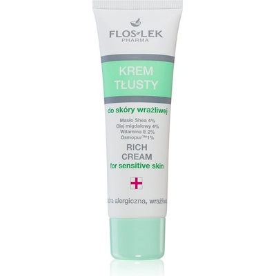 FlosLek Pharma Hypoallergic Line vysoce výživný noční krém pro citlivou a podrážděnou pleť Shea Butter 4% Almmond Oil 4% Vitamin E2% Osmopur 1% 50 ml