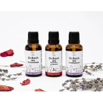 Image 1 of JO & JO Ltd Капки на д-р Бах Комбинация 2, 3 и 6 - АГРЕСИЯ, ГНЯВ, КОНФЛИКТИ за Домашни Любимци - 3 х 30 мл, България
