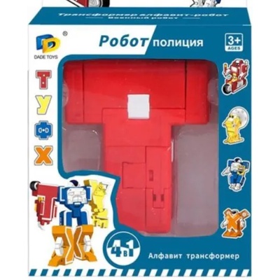 RAYA TOYS Детска играчка 4 в 1 Raya Toys - Алфавит трансформер, Робот полиция, Буква Т (510122195)