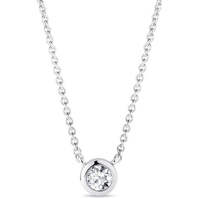 Klenota z bílého zlata s bezel briliantem k0453022