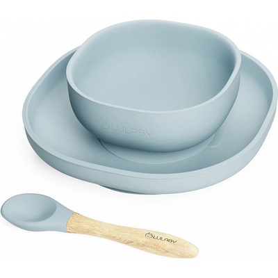 Lulaby silikónová jedálenská sada s prísavkou Pastel Blue 3 dielna