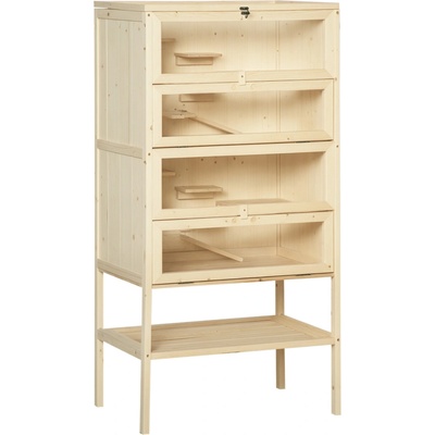 PawHut Dřevěná klec pro křečky PawHut 5 úrovní Rodenium 60 x 40 x 120 cm přírodní dřevo