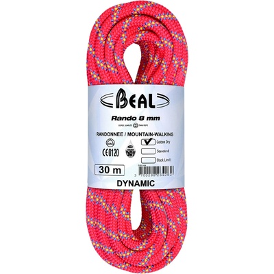 Beal Двойно въже Beal Rando Golden Dry 8 mm Twin rope - Pink - размер 30 m (309-0094-0112)