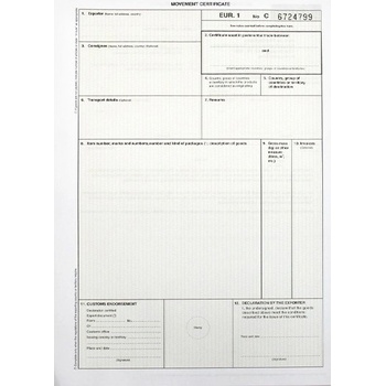 Формуляр Eur1 Английски нов