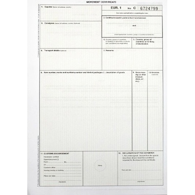 Формуляр Eur1 Английски нов