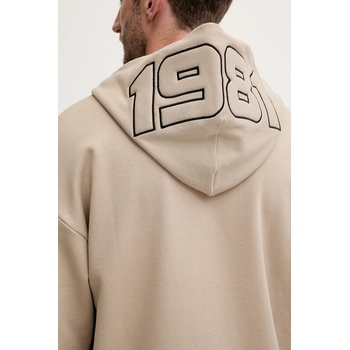 GUESS Памучен суичър Guess MENTORE мъжки в бежово с качулка с апликация Z5YQ00 KCE91 (Z5YQ00.KCE91)