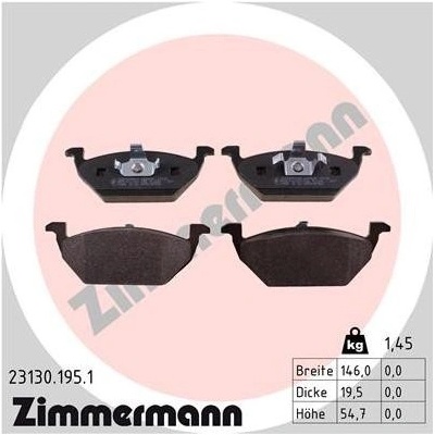 Sada brzdových destiček, kotoučová brzda ZIMMERMANN 23130.195.1
