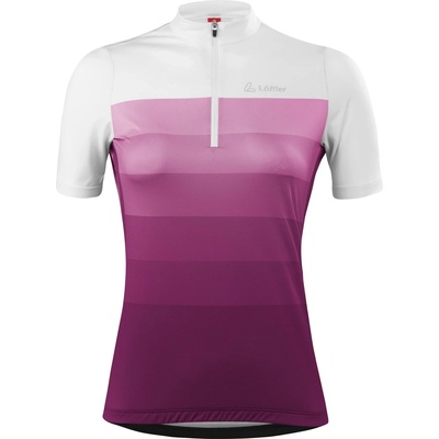 Löffler Дамска фланелка с къс ръкав за колоездене Löffler Women's Bike Jersey Half-Zip Rainbow Mid Cycling jersey - Bordeaux - размер 44 (EU) (156-2418-0416)