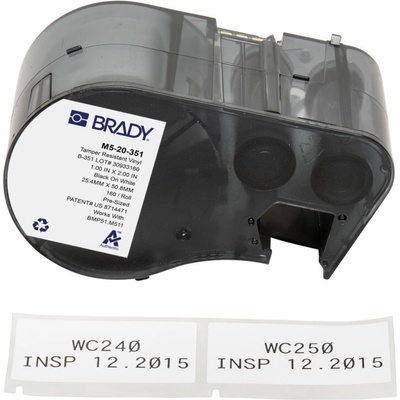 Brady M5-20-351 / 170857, 25.40 mm, Vinyl, черно копиране / бял фон (170857)