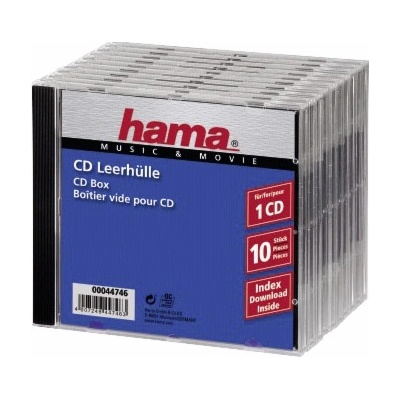 Hama CD BOX náhradní obal, 10ks/bal, transparentní/černá