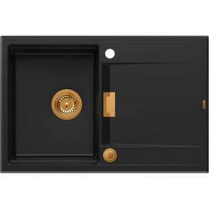 Quadron Вградена мивка от композитен материал Quadron Unique Oven, черна, медна, 76x50 см (HQO7650U7_PVDC1) Мивка за вграждане