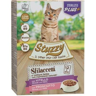 Stuzzy Cat Shreds Sterilized trhané telecí a vepřové 12 x 85 g
