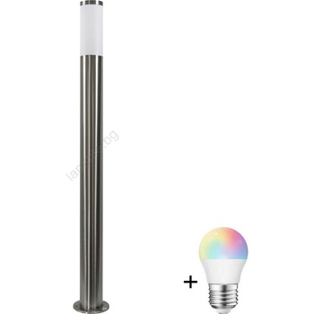 Polux LED RGBW димируема външна лампа LIVIA 1xE27/6, 5W/230V 100 cm IP44 сребриста (LEDSA0464A)