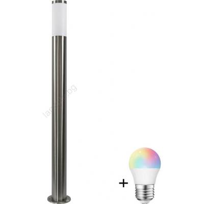 Polux LED RGBW димируема външна лампа LIVIA 1xE27/6, 5W/230V 100 cm IP44 сребриста (LEDSA0464A)