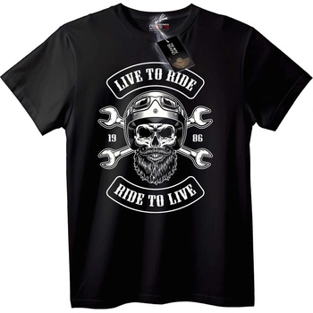 NOONEBRAND Тениска Живей, за да караш Skull 1986 - S, White