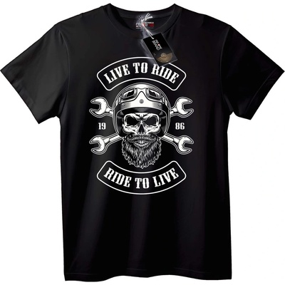 NOONEBRAND Тениска Живей, за да караш Skull 1986 - S, White