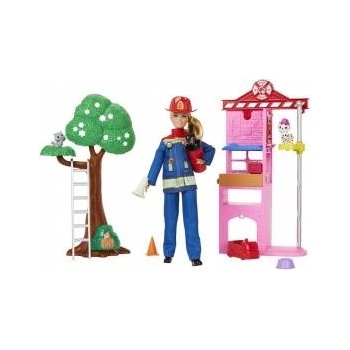 Mattel Barbie Firefighter fire station doll