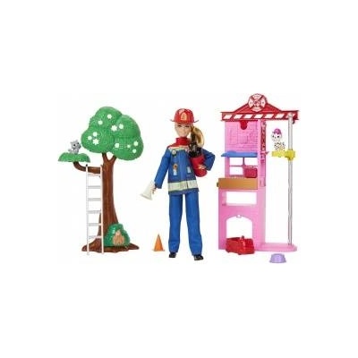 Mattel Barbie Firefighter fire station doll