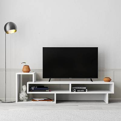 TopMebel Меламинов телевизионен стойка Tetra в бял цвят 136, 7x40x42см