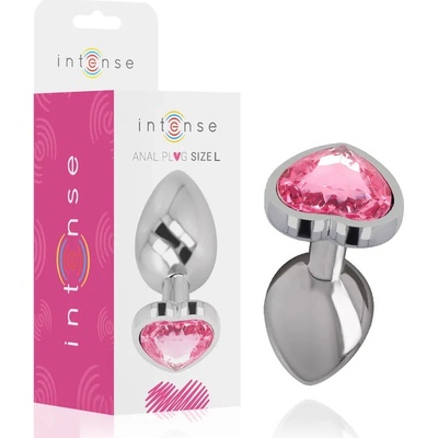 Intense Metal Aluminum Anal Plug Heart Pink Size L